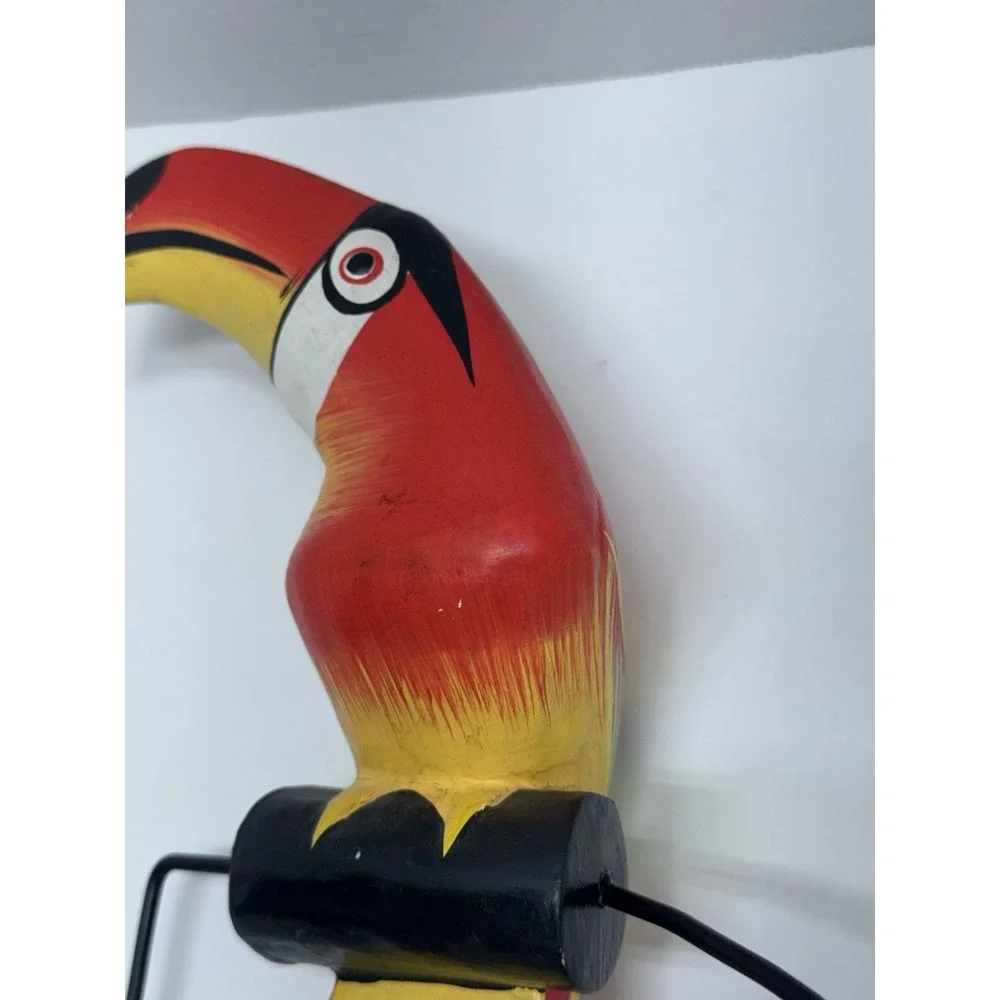 Red Toucan Yellow HANGING Talavara Jungle WOOD Tropical HAND CARVED PAINTED VTG
